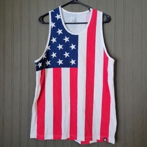 Rowdy Gentleman American Flag Print Tank Top USA Red White Blue Men's Size Large